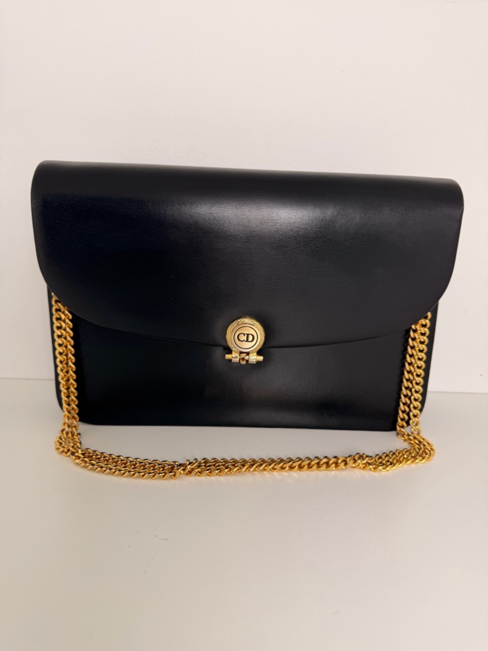 Dior Black Shoulder Bag with Gold Chain and CD Clasp